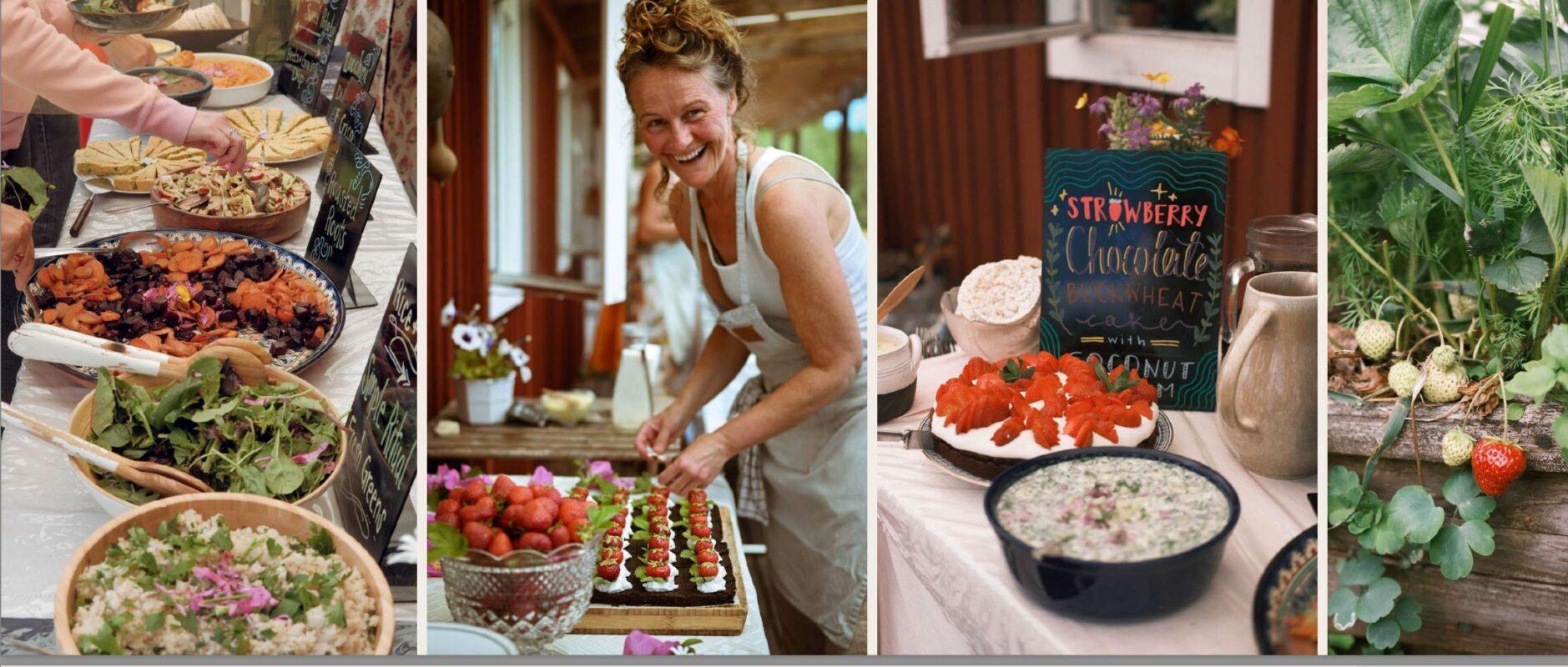 Organic retreat meals, fresh strawberries and garden produce at Shambala Gatherings retreat center